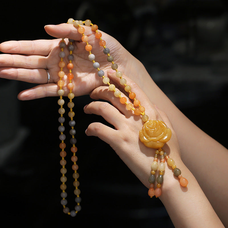 Buddha Stonesチベット黄金シルク翡翠富のペンダントネックレス