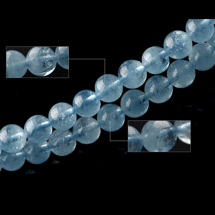Buddha Stones天然アクアマリン平和ヒーリングブレスレット