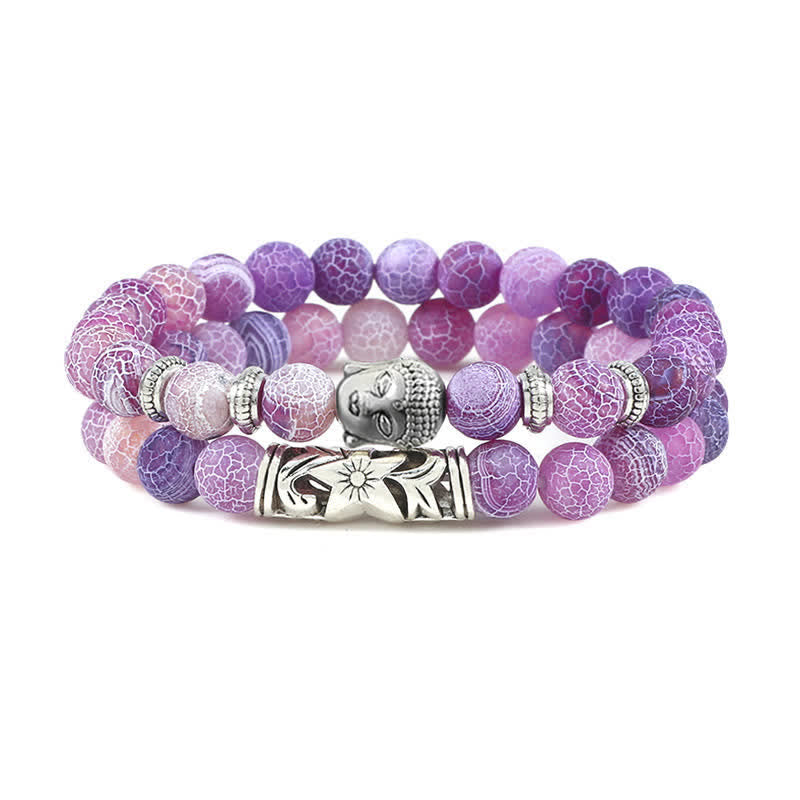Buddha Stones2個入り 天然水晶瑪瑙 仏陀守護ブレスレット