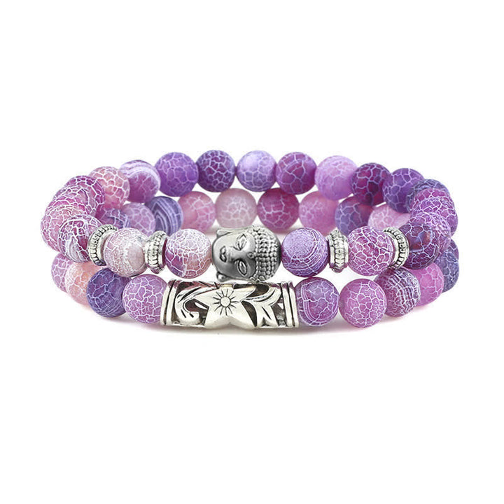 Buddha Stones2個入り 天然水晶瑪瑙 仏陀守護ブレスレット