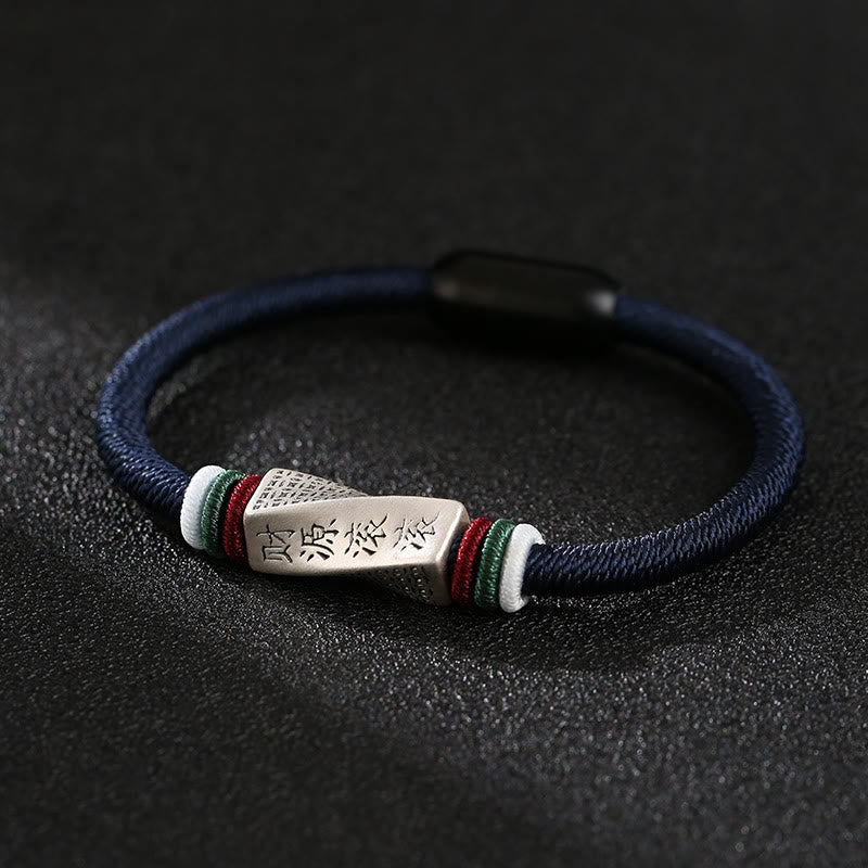 Buddha Stones999 スターリングシルバー 四方八方から利益が流れ込む 手作りの祝福ストリングバックルブレスレット