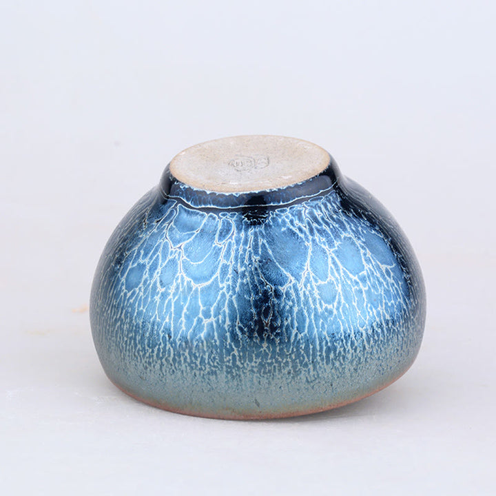 Buddha Stones手作りクラゲ龍鱗模様中国剣璽陶器ティーカップ天目カンフーティーカップ