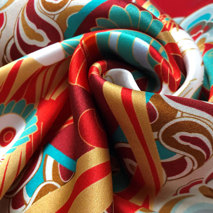 Buddha Stones敦煌 反芻 琵琶 飛翔 フレスコ画 100% 桑絹 スカーフ 高級 6A 敦煌 ショール