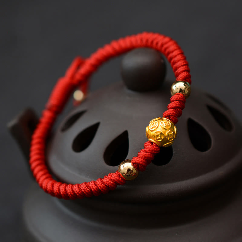 Buddha Stones999 スターリングシルバーオーム・マニ・パドメ・フム銅貨 幸運 強さ 紐 カップルブレスレット