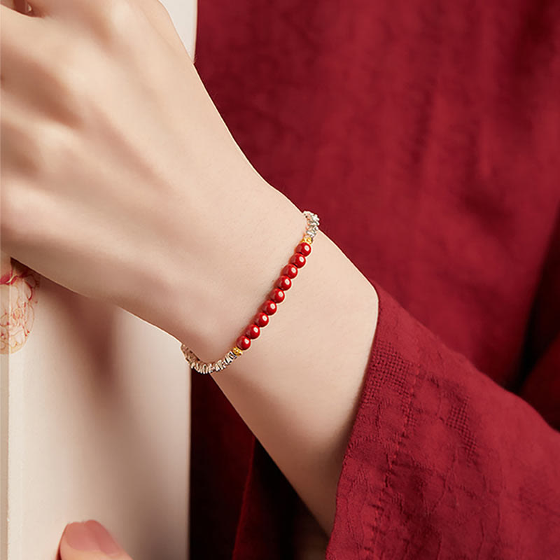 Buddha Stones925 スターリングシルバー 辰砂 フーキャラクター 祝福ブレスレット