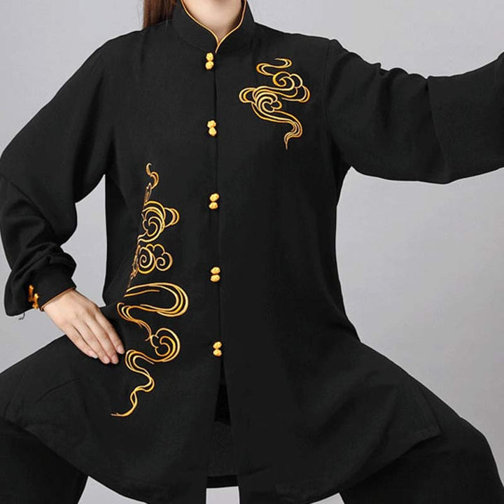 Buddha Stones縁起の良い雲 刺繍 瞑想 祈り スピリチュアル 禅 太極拳 気功 練習 ユニセックス 服セット