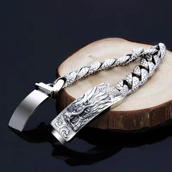 Buddha Stonesレトロドラゴンスケールパターン彫刻守護ブレスレット