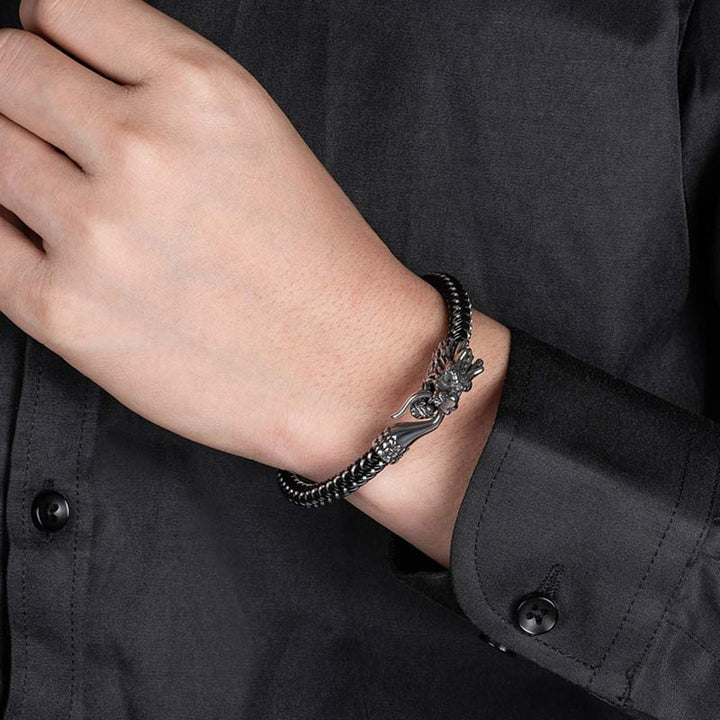 Buddha Stones龍 チタン鋼 守護幸運ブレスレット