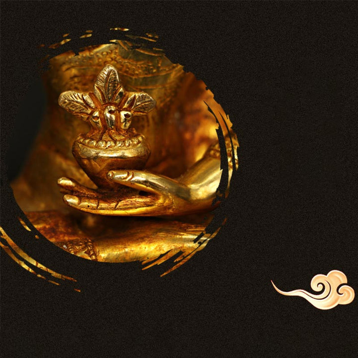 釈迦牟尼仏 薬師如来 慈悲の銅製金メッキ像 装飾品