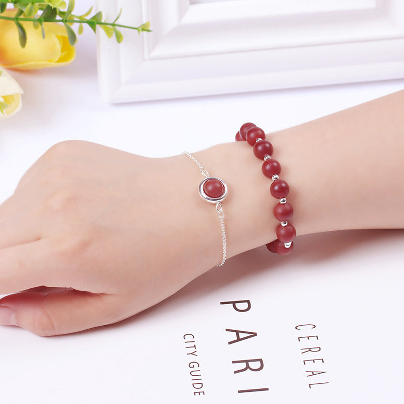 サンストーン ストロベリークォーツ クリスタル ガーネット ポジティブ パワーストーンブレスレット Buddha Stones