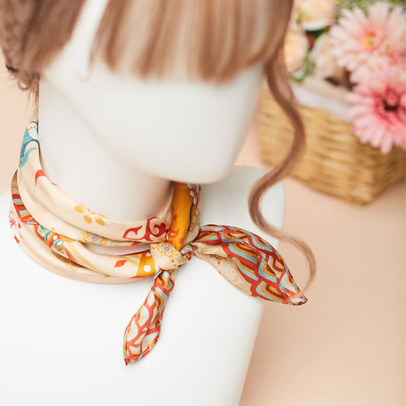 Buddha Stones敦煌日月山 100% 桑シルクスカーフ 敦煌ショール