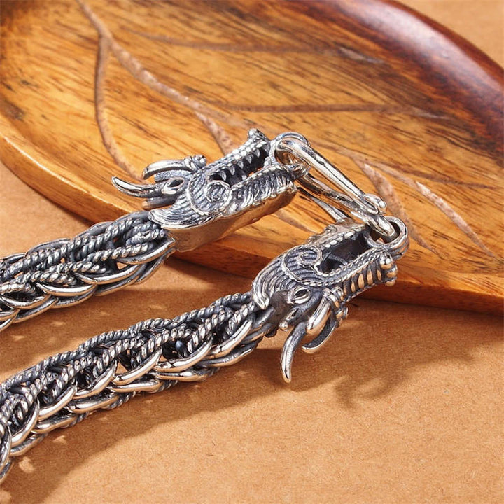 Buddha Stones925スターリングシルバー ドラゴン 成功の強さブレスレットバングル