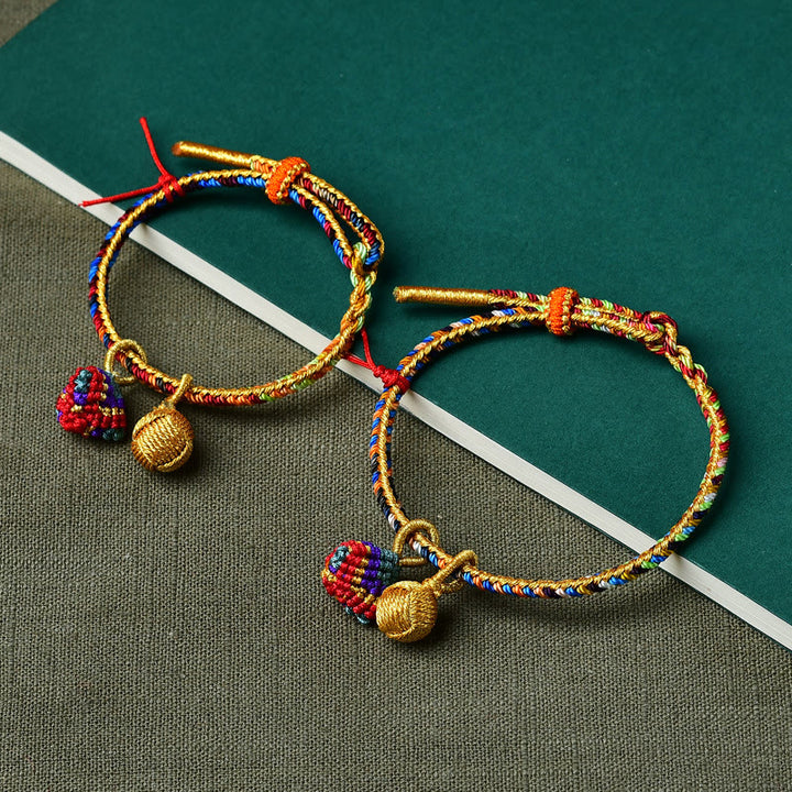 Buddha Stonesカラフルロープ 幸運 手作り 粽 ゴールデンボール チャームブレスレット