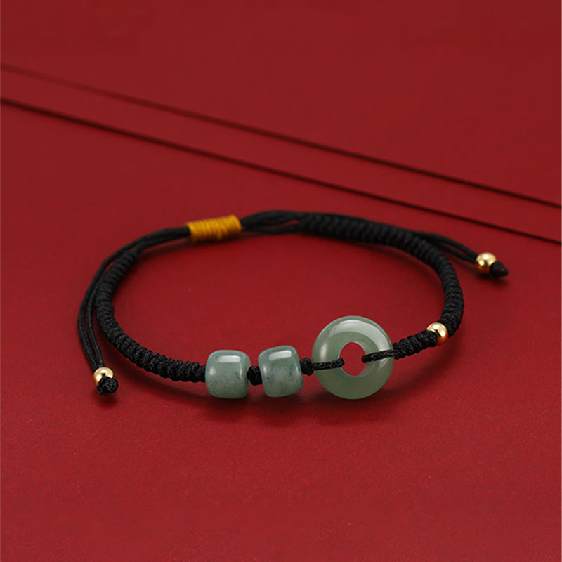 Buddha Stones2個入り グリーンアベンチュリン ホワイトジェイド 平和バックル 幸運 編み込み カップルブレスレット