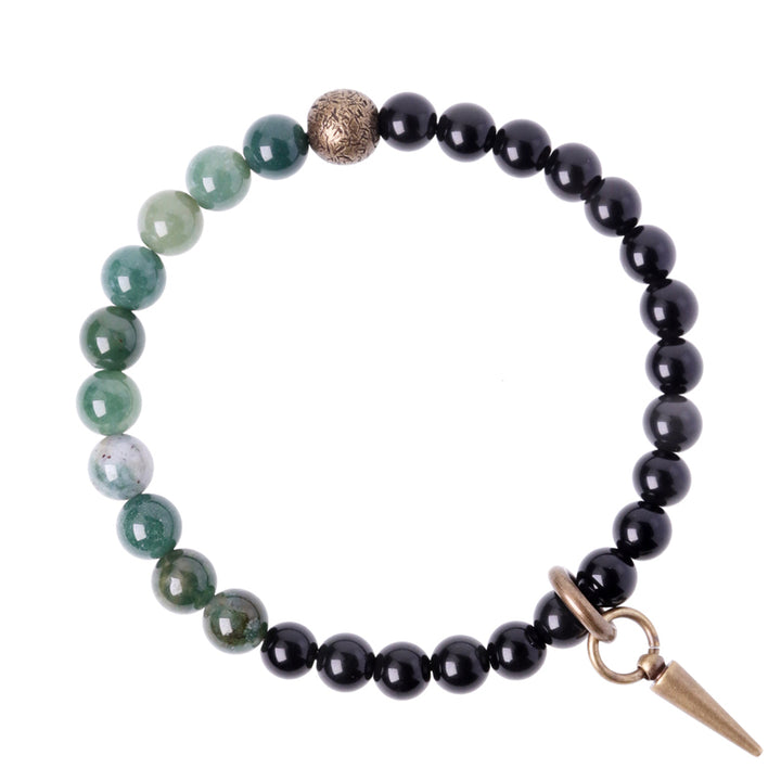 Buddha Stonesブラックオブシディアン ソーダライト クリスタル 銅 強さ カップル ブレスレット