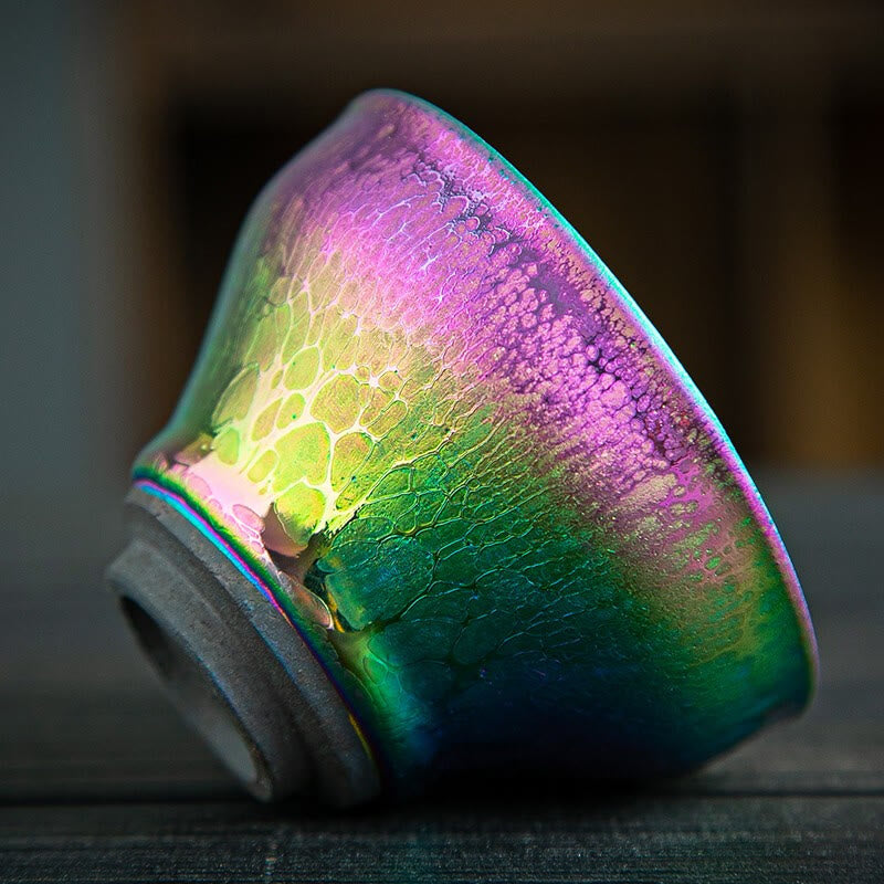 Buddha Stones手作り妖精レインボー中国Jianzhan陶器ティーカップ天目カンフーティーカップ