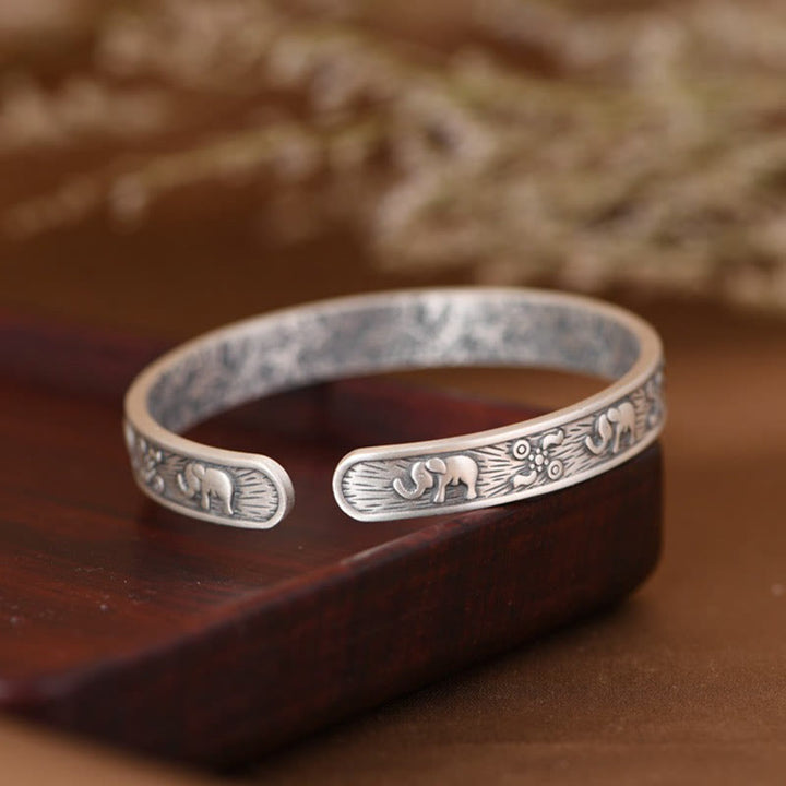 Buddha Stones999スターリングシルバー 象の強さと知恵のブレスレット カフバングル - image 4