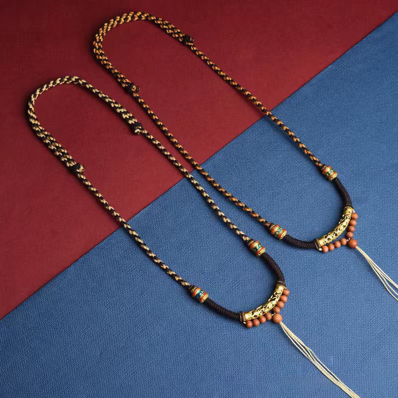 チベットの手作りのBuddha Stonesキングコングノットオーム・マニ・パドメ・フム祈祷ホイールの紐ネックレスペンダント - image 3