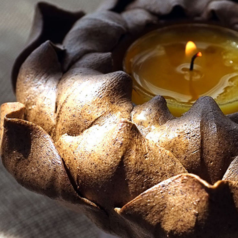 Buddha Stones蓮の花 陶器 キャンドルホルダー 香炉 家の装飾