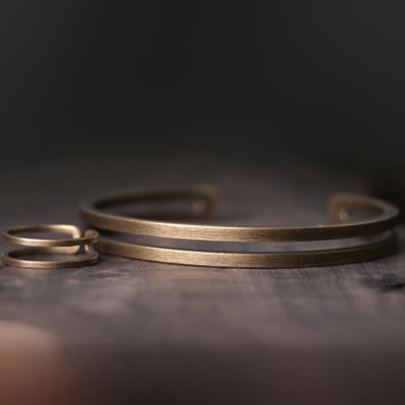 Buddha Stonesの素朴な銅製幸運バイキングカフブレスレット