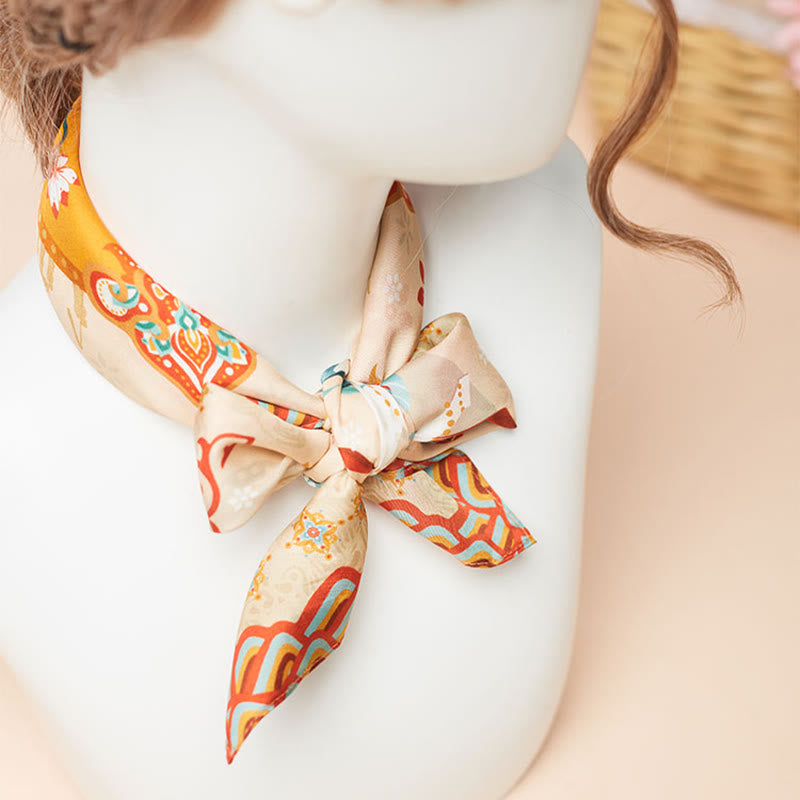 Buddha Stones敦煌日月山 100% 桑シルクスカーフ 敦煌ショール