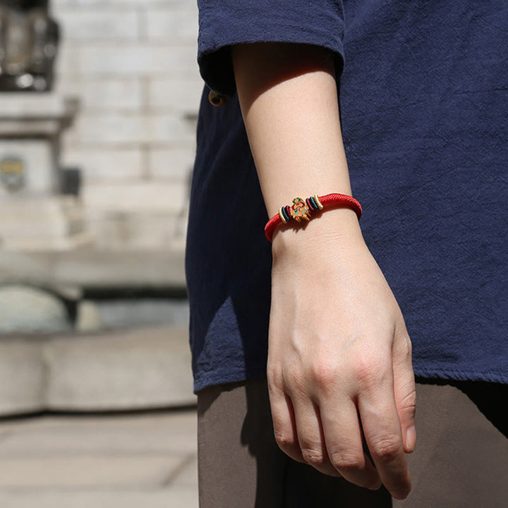 Buddha Stonesハンドメイド925スターリングシルバードラゴン年かわいい中国の十二支幸運編み込みレッドブレスレット - image 5