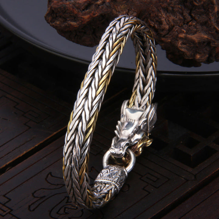 Buddha Stones925スターリングシルバー 龍年 縁起の良い龍の守護 金属編みデザインブレスレット - image 3