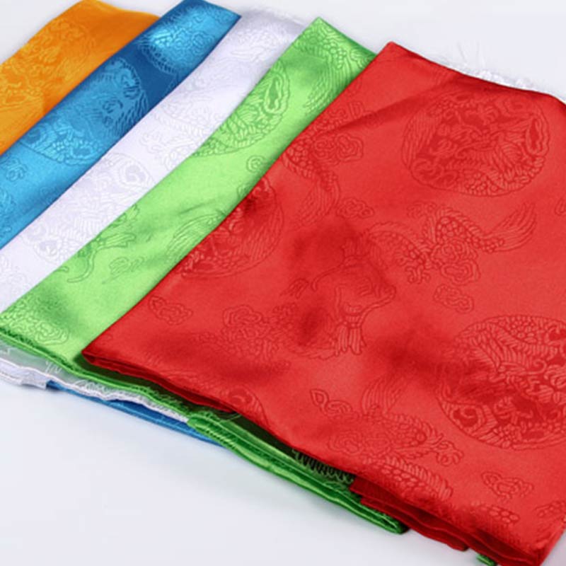 チベットの幸運の祝福5色の龍と鳳凰の模様のカタ装飾