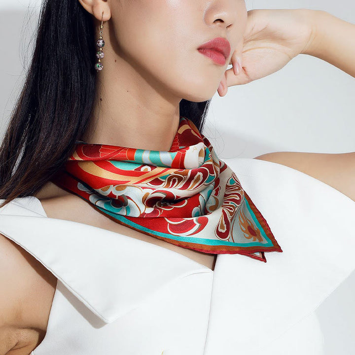 Buddha Stones敦煌 反芻 琵琶 飛翔 フレスコ画 100% 桑絹 スカーフ 高級 6A 敦煌 ショール