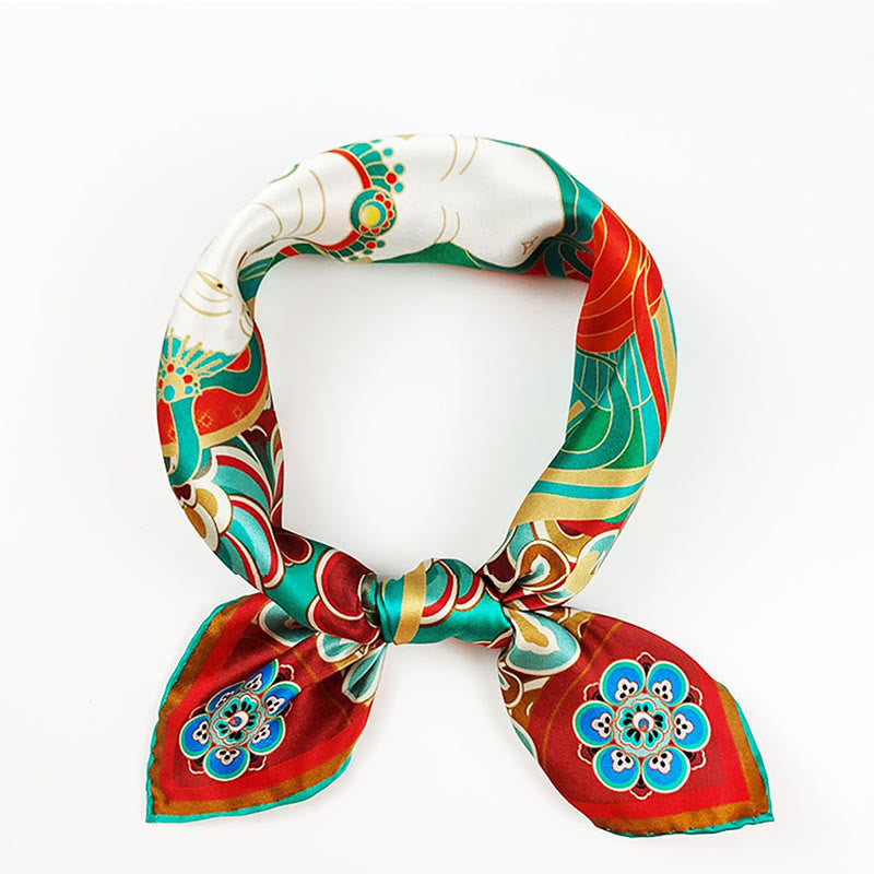 Buddha Stones敦煌 反芻 琵琶 飛翔 フレスコ画 100% 桑絹 スカーフ 高級 6A 敦煌 ショール