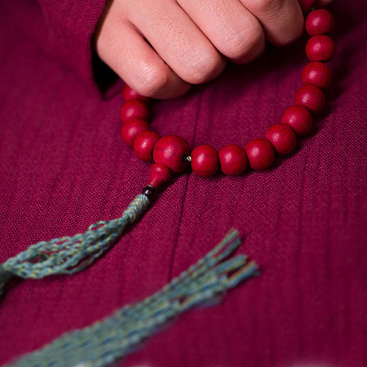 Buddha Stonesアベリア・ビフローラ 木製 邪気払い 手首用Mala