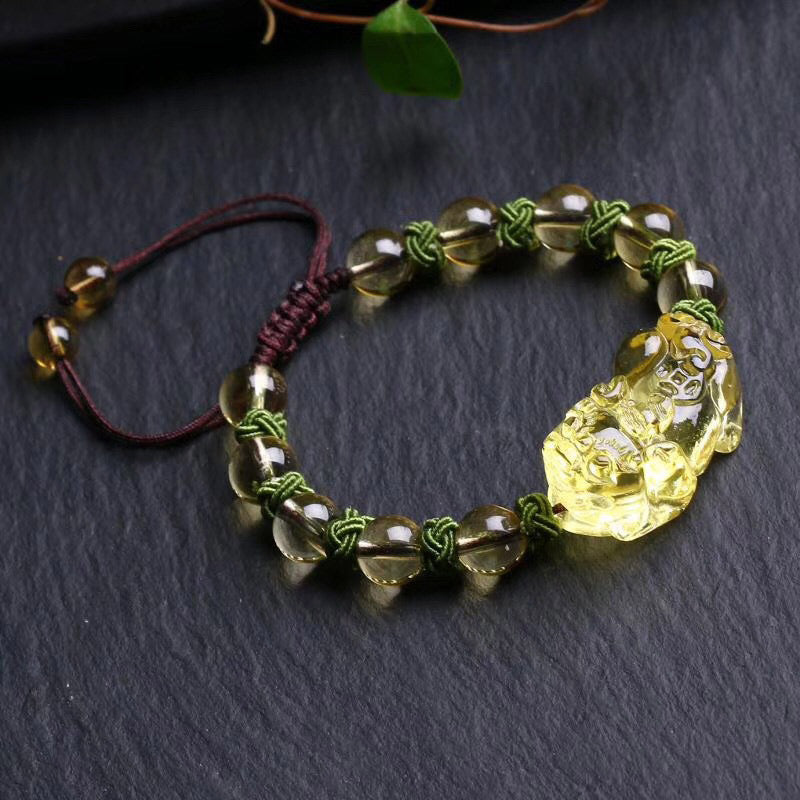 Buddha Stones天然シトリンPiXiu富守護ブレスレット