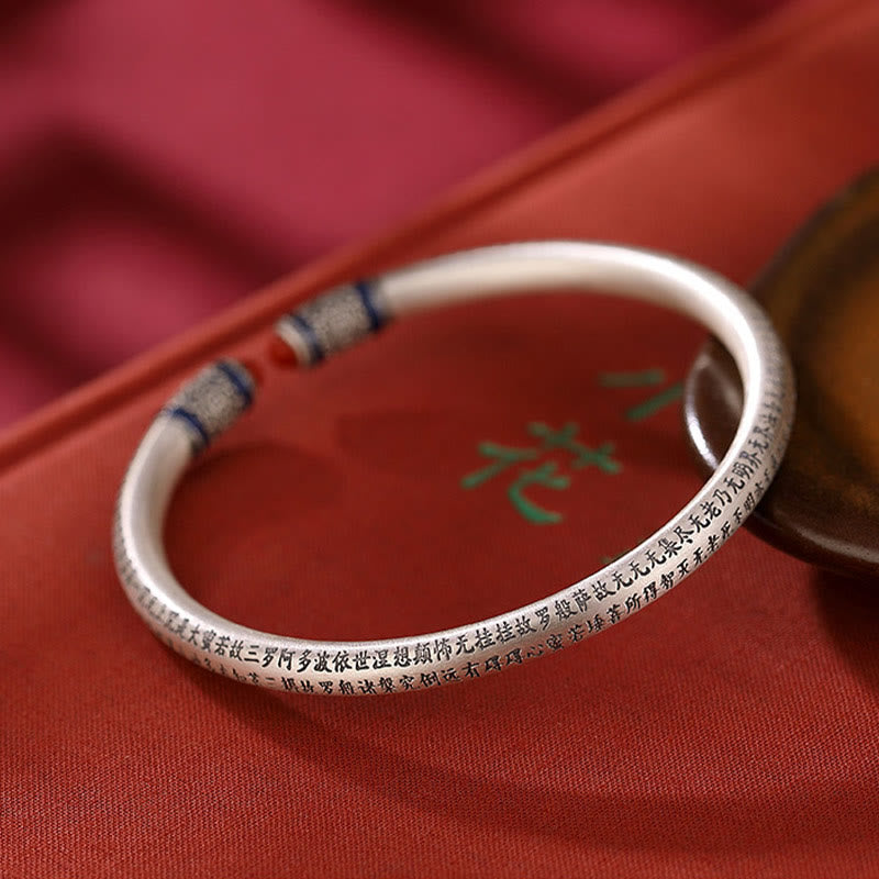 Buddha Stones999スターリングシルバー 般若心経 刻印入り 赤瑪瑙守護ブレスレットバングル - image 2