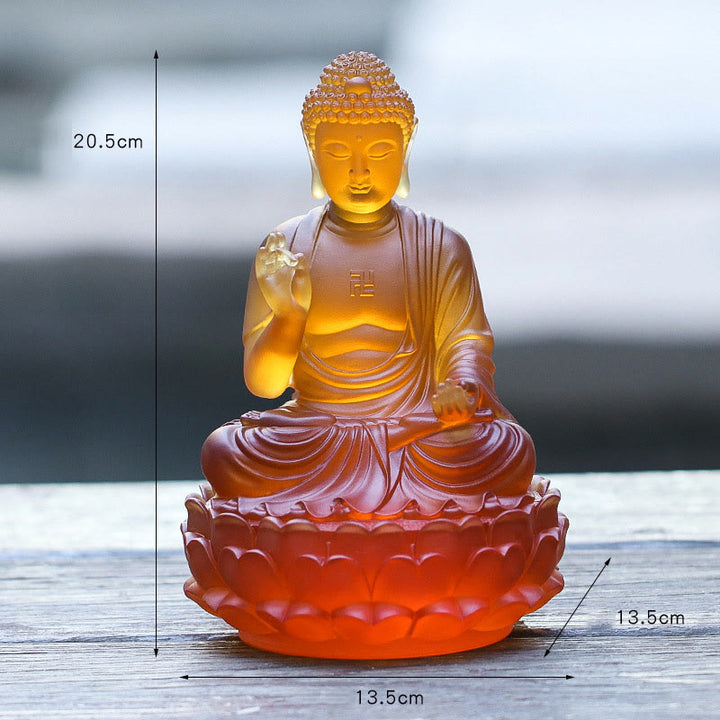 Buddha Stones手作り 釈迦牟尼仏 瑠璃水晶アート作品 慈悲の像 自宅 オフィス 供物 装飾