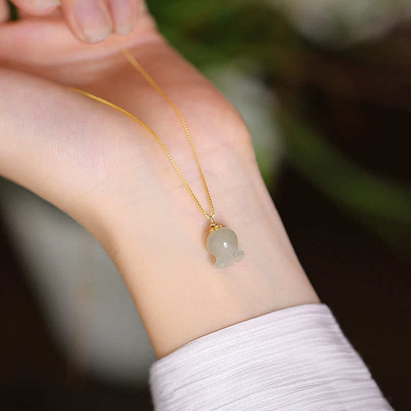 Buddha Stones925 スターリングシルバー 天然和田翡翠 シアン翡翠 幸運の笑う仏陀 蝶のネックレスペンダント - 蘭ベルフラワー - image 16