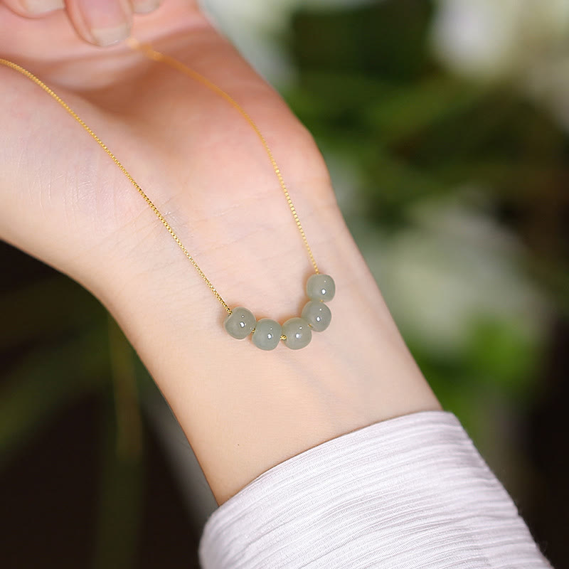 Buddha Stones925 スターリングシルバー 天然和田翡翠 シアン翡翠 幸運の笑う仏陀 蝶のネックレスペンダント - 和田玉ビーズ5個 - image 10