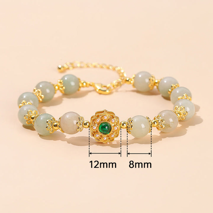 Buddha Stones天然翡翠繁栄ビーズチェーンブレスレット