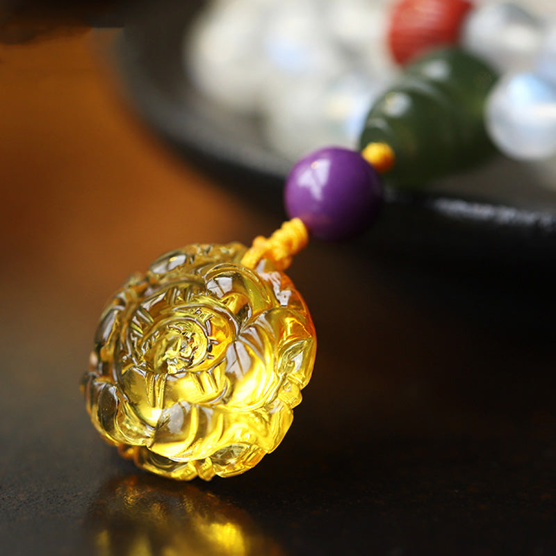 Buddha Stones 108Malaビーズ ムーンストーン アンバー ロータス ターコイズ クリスタル ヒーリングブレスレット