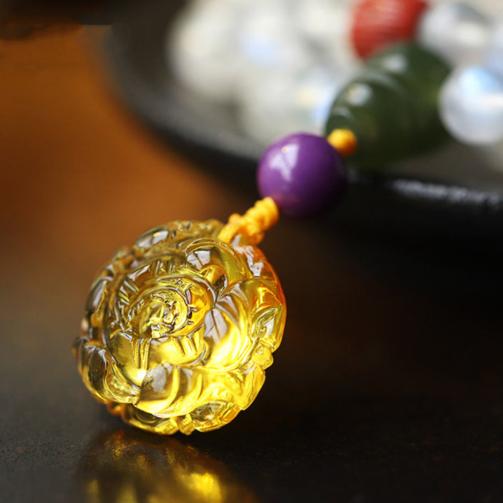 Buddha Stones 108Malaビーズ ムーンストーン アンバー ロータス ターコイズ クリスタル ヒーリングブレスレット