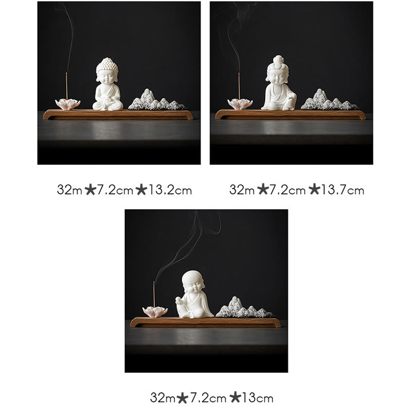 Buddha Stones蓮の花 如来 観音 観音 地蔵菩薩 瞑想 陶器 スティック 香炉 装飾