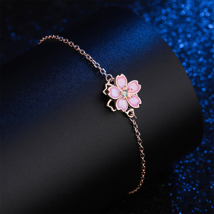 Buddha Stones925スターリングシルバー 桜の祝福チェーンブレスレット 回転リング - image 4