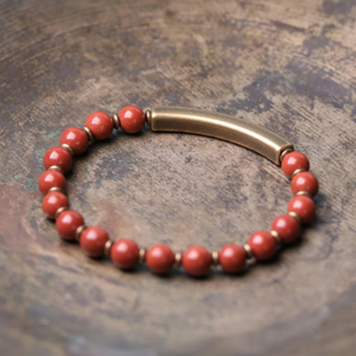 Buddha Stonesレッドジャスパー モスアゲート ブラックオブシディアン クリスタル 銅 平和 カップル ブレスレット