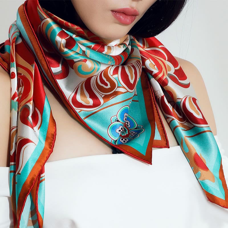 Buddha Stones敦煌 反芻 琵琶 飛翔 フレスコ画 100% 桑絹 スカーフ 高級 6A 敦煌 ショール