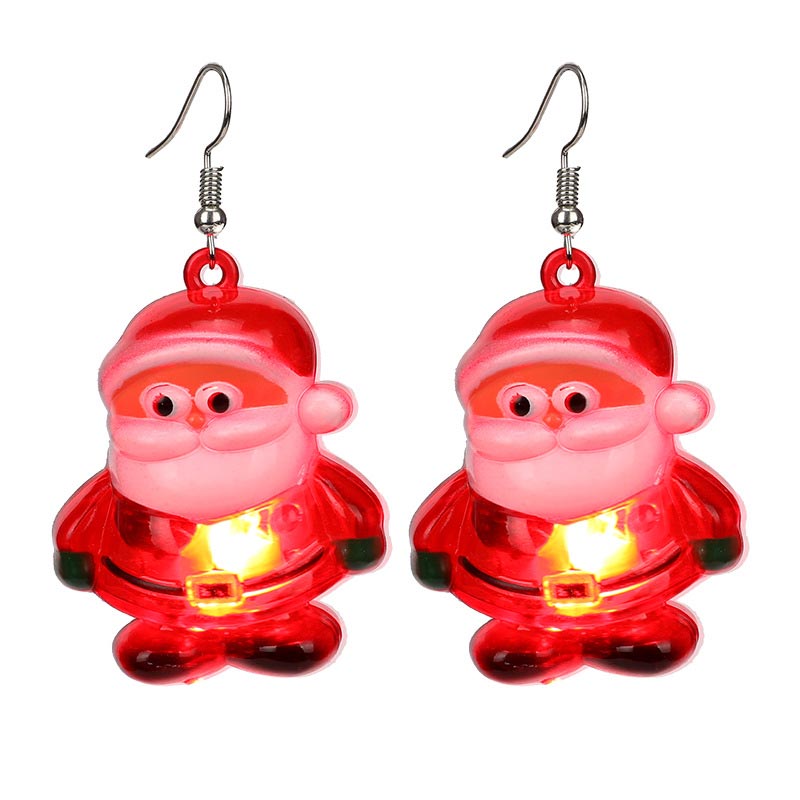 LEDクリスマスサンタクロースツリーエルク光るイヤリング