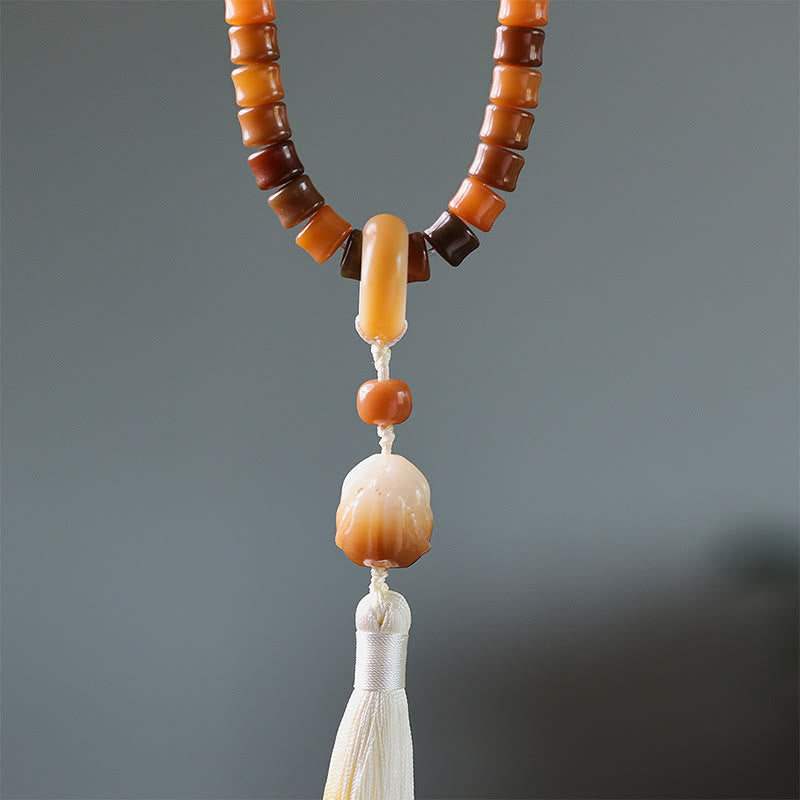 Buddha Stones108 個入りMalaビーズ 菩提樹の実 仏陀の手 蓮華 彫刻 ハーモニーブレスレット