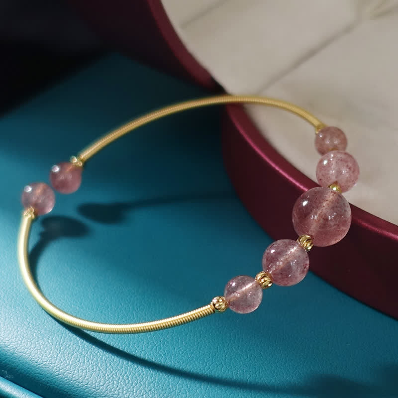 Buddha Stones天然ストロベリークォーツ ラブヒーリングブレスレット バングル