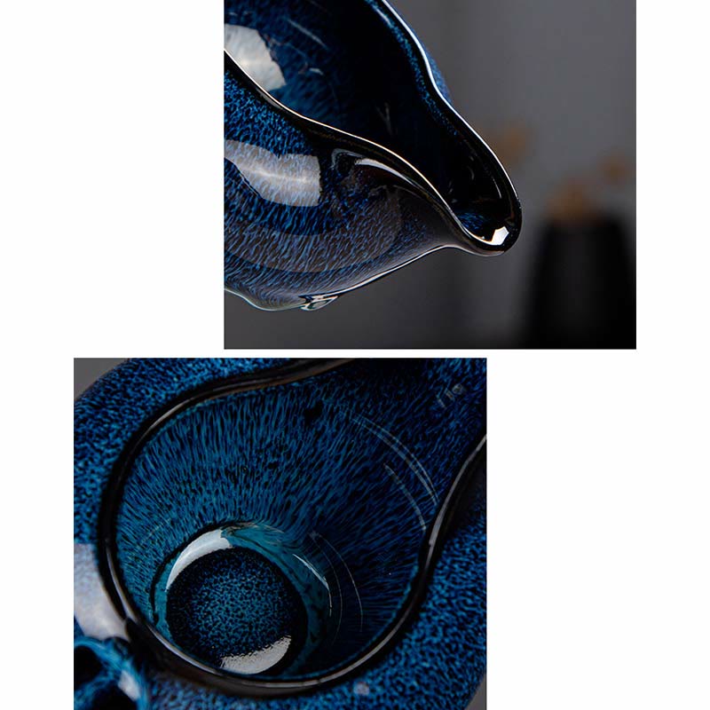 Buddha Stonesブルーグラデーションカラー 中国功夫茶 陶器ティーポット ポータブルギフトバッグボックスセット