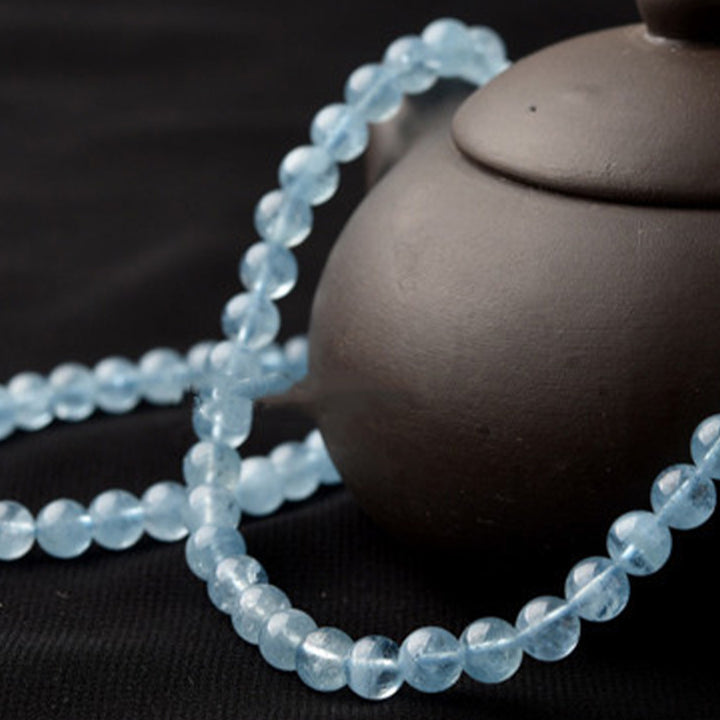 Buddha Stones天然アクアマリン平和ヒーリングブレスレット