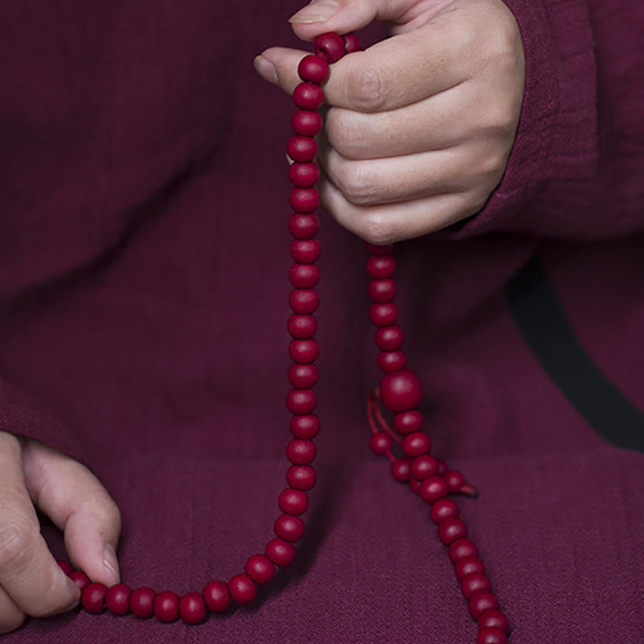 Buddha Stones 108Mala天然アベリアビフローラ 木製 保護ブレスレット