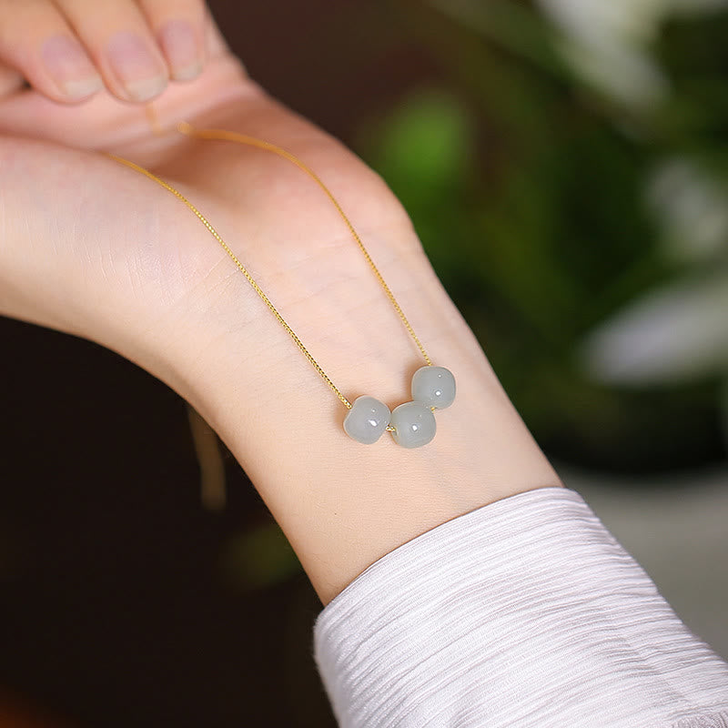 Buddha Stones925 スターリングシルバー 天然和田翡翠 シアン翡翠 幸運の笑う仏陀 蝶のネックレスペンダント - 和田玉ビーズ3個 - image 11